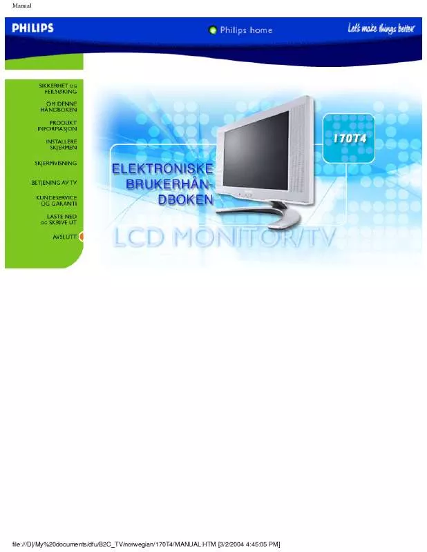 Mode d'emploi PHILIPS 170T4FS