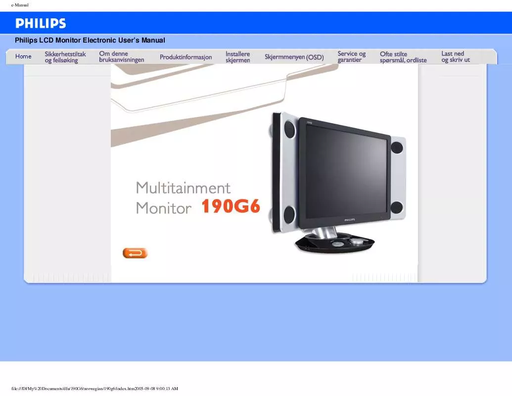 Mode d'emploi PHILIPS 190G6FB