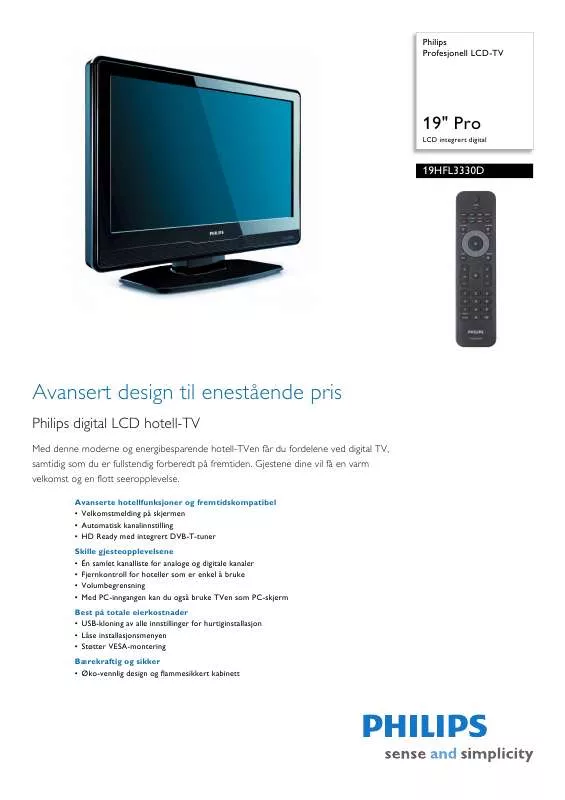 Mode d'emploi PHILIPS 19HFL3330D