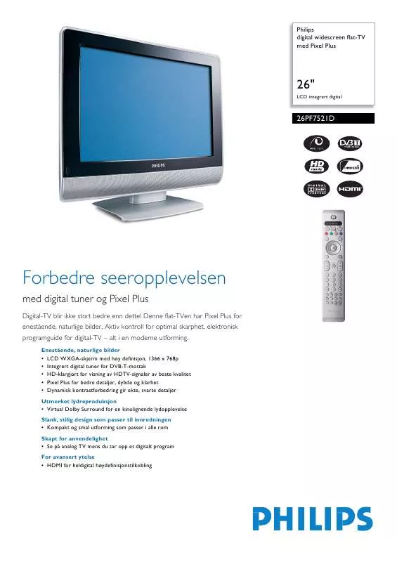 Mode d'emploi PHILIPS 26PF7521D