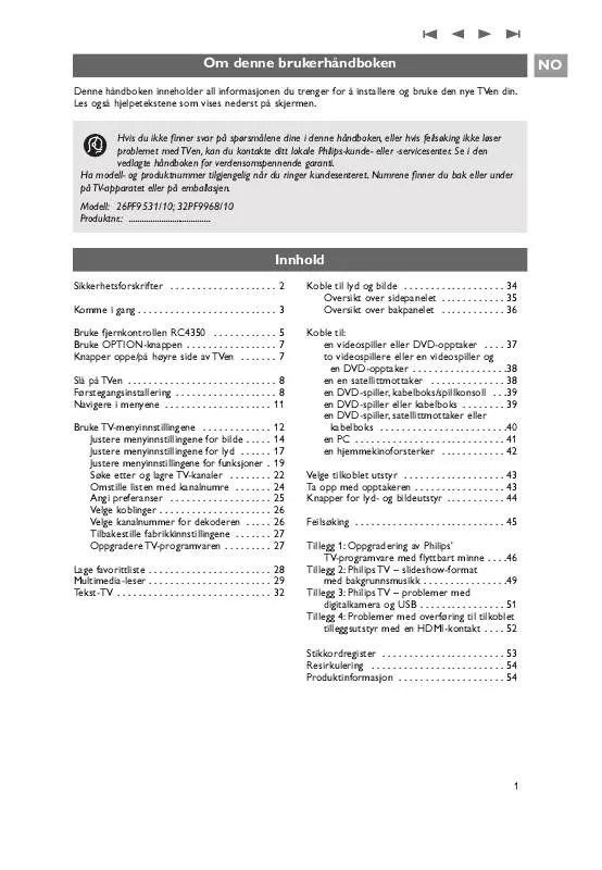 Mode d'emploi PHILIPS 26PF9531