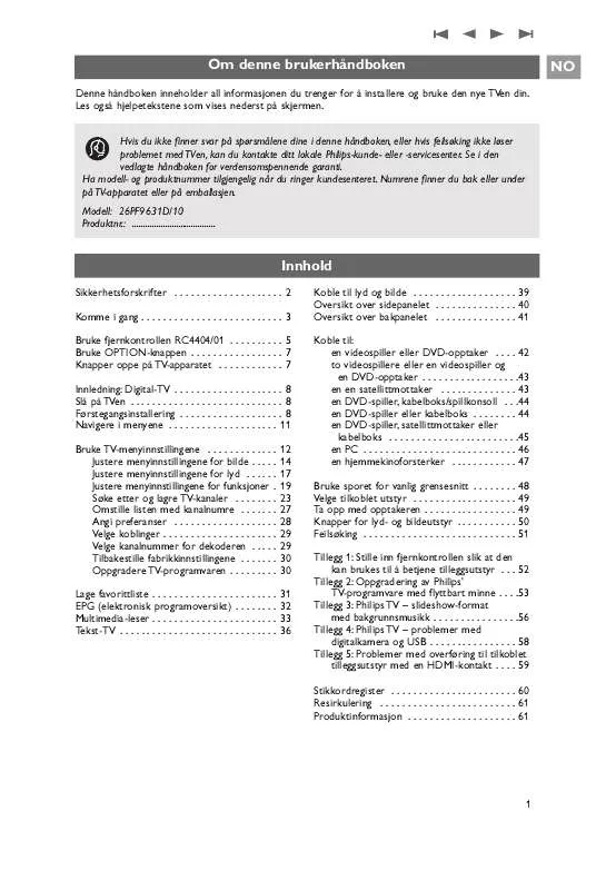 Mode d'emploi PHILIPS 26PF9631D