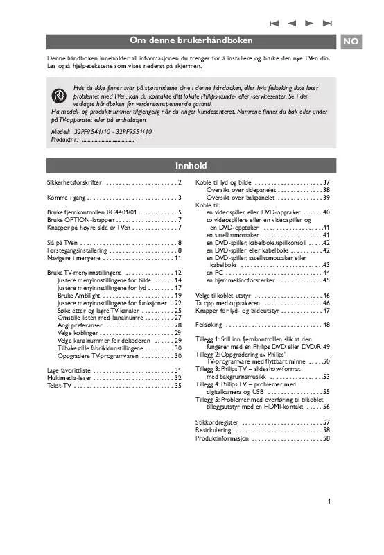 Mode d'emploi PHILIPS 32PF9541