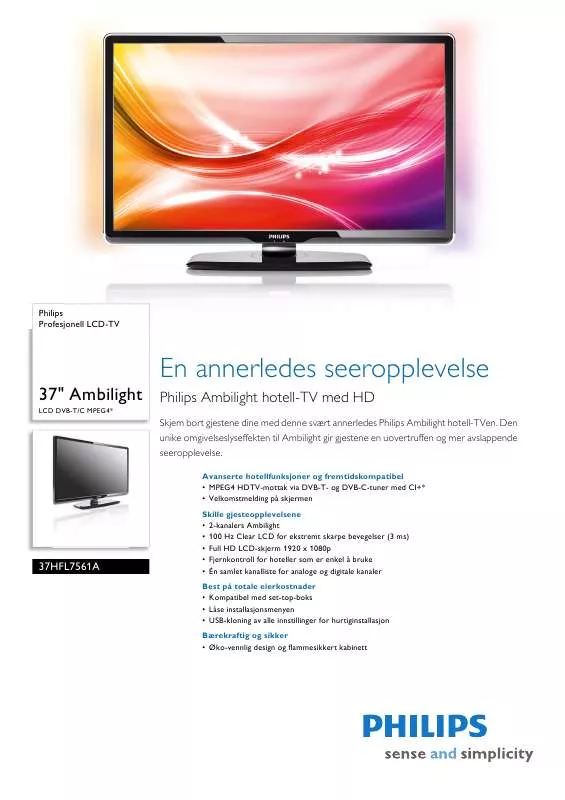 Mode d'emploi PHILIPS 37HFL7561A