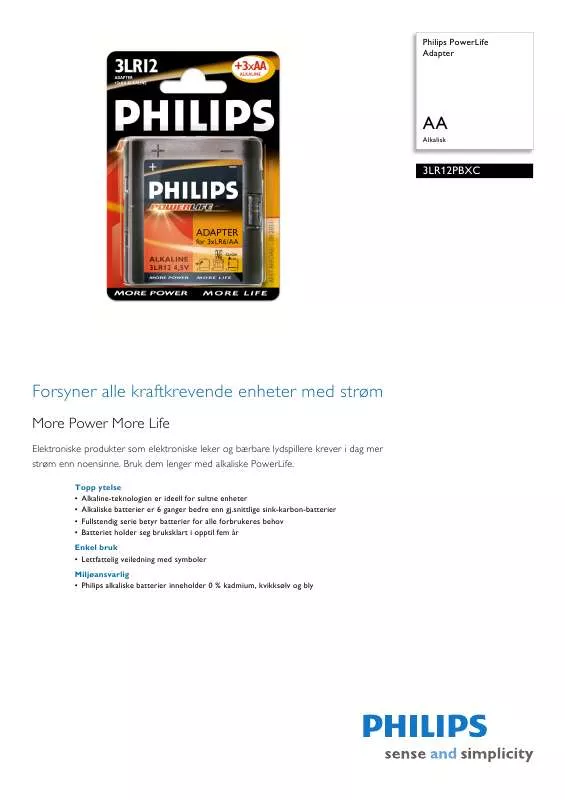 Mode d'emploi PHILIPS 3LR12PBXC