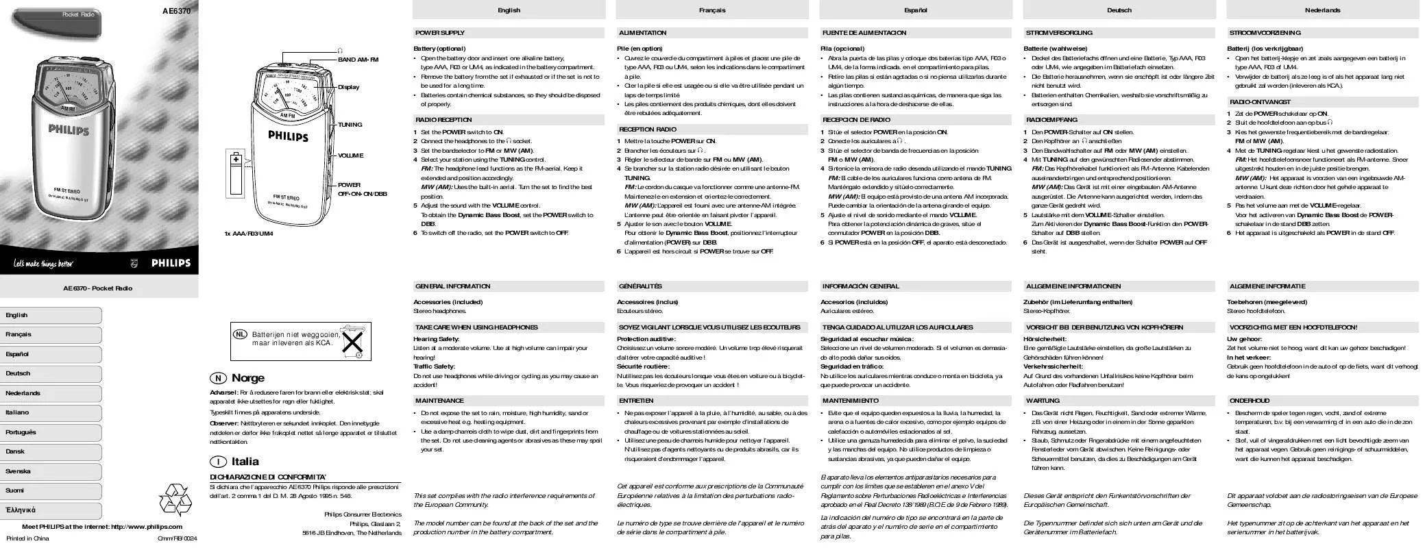 Mode d'emploi PHILIPS AE6370