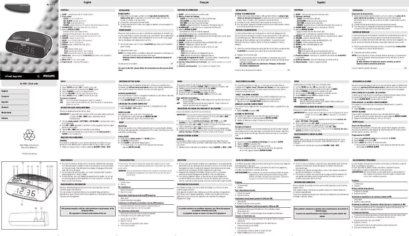 Mode d'emploi PHILIPS AJ3120