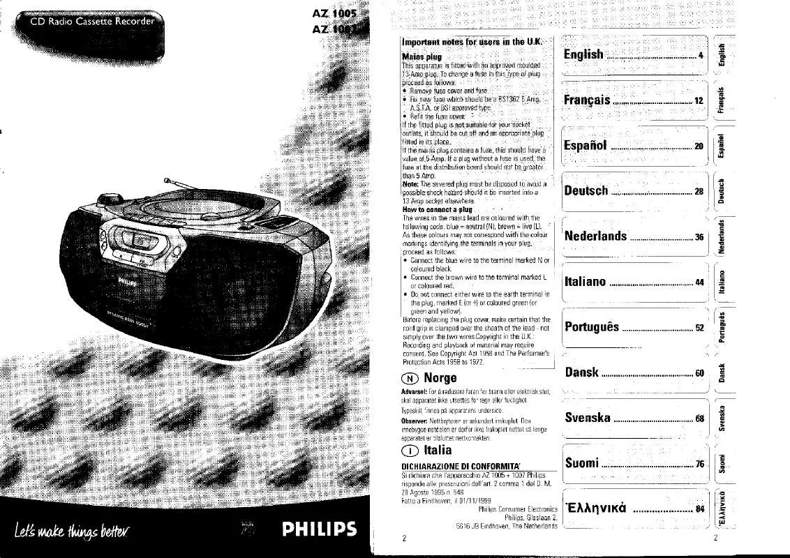 Mode d'emploi PHILIPS AZ1005