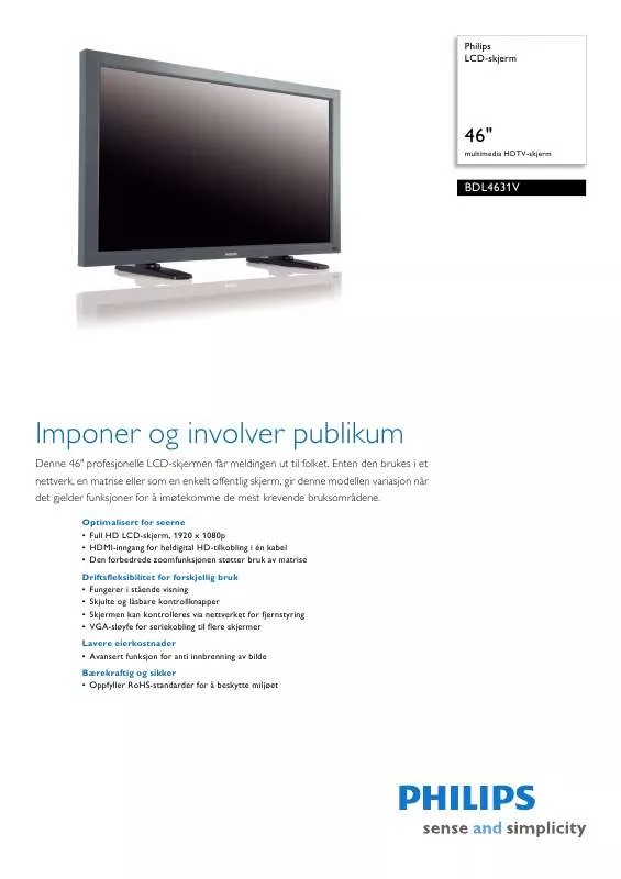 Mode d'emploi PHILIPS BDL4631V