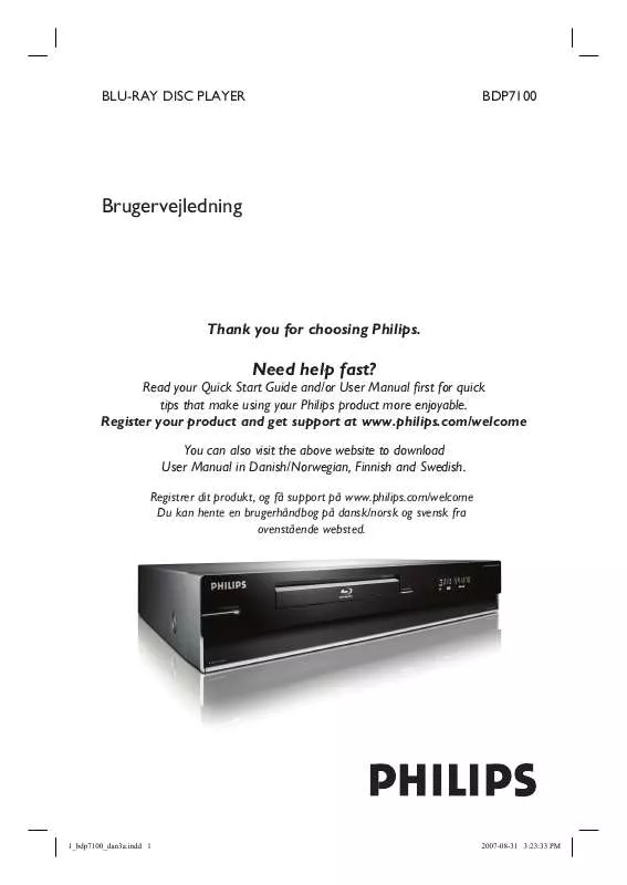 Mode d'emploi PHILIPS BDP7100