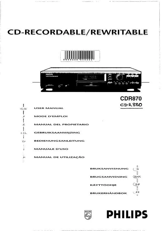 Mode d'emploi PHILIPS CDR870