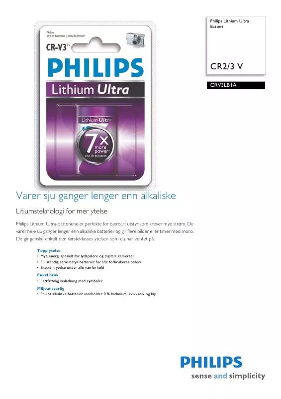 Mode d'emploi PHILIPS CRV3LB1A