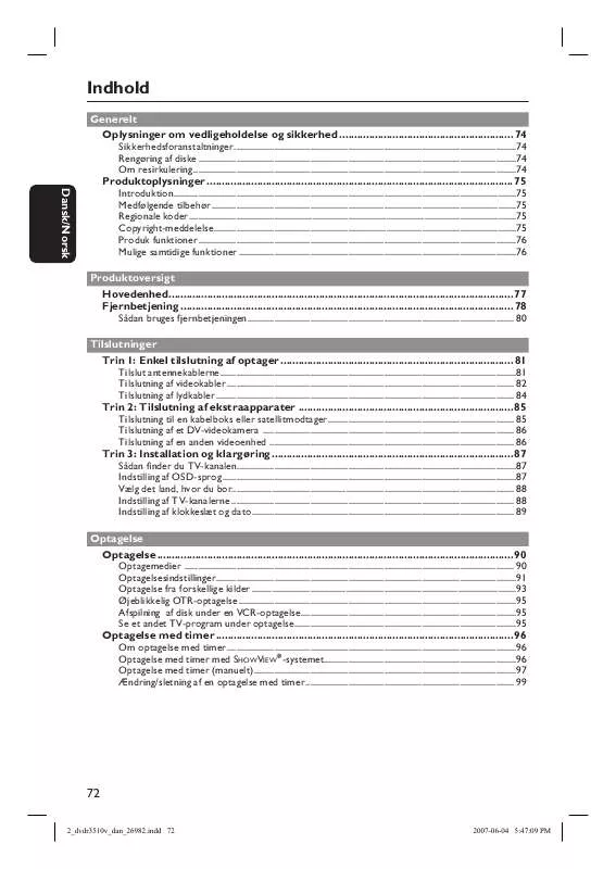 Mode d'emploi PHILIPS DVDR3510V