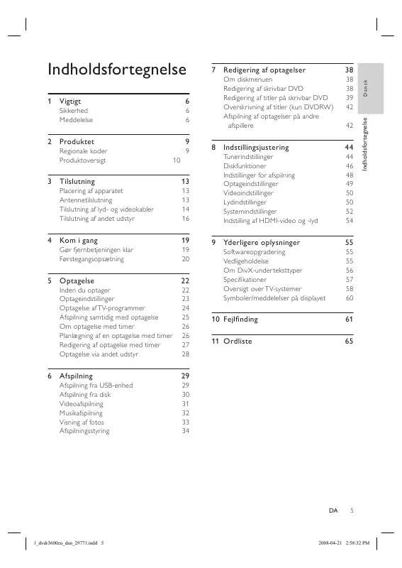 Mode d'emploi PHILIPS DVDR3600