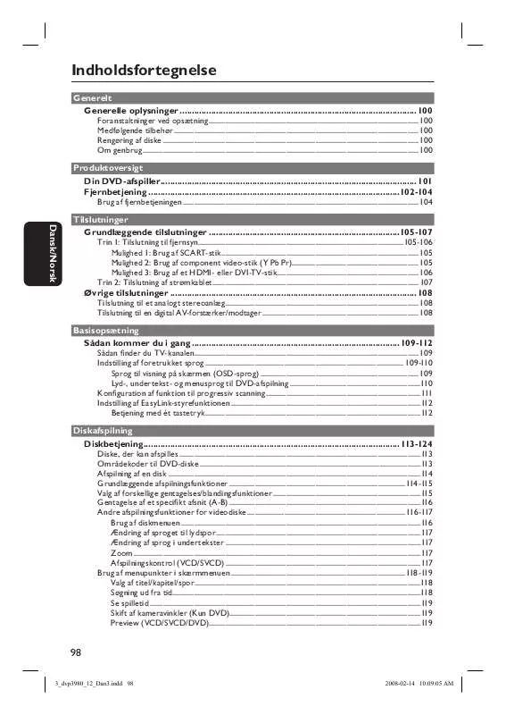 Mode d'emploi PHILIPS DVP3980