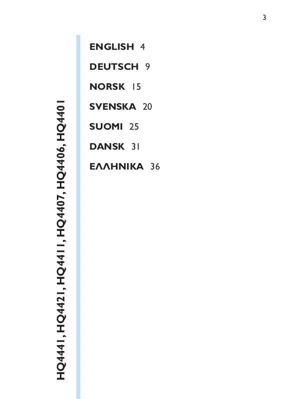 Mode d'emploi PHILIPS HQ4401