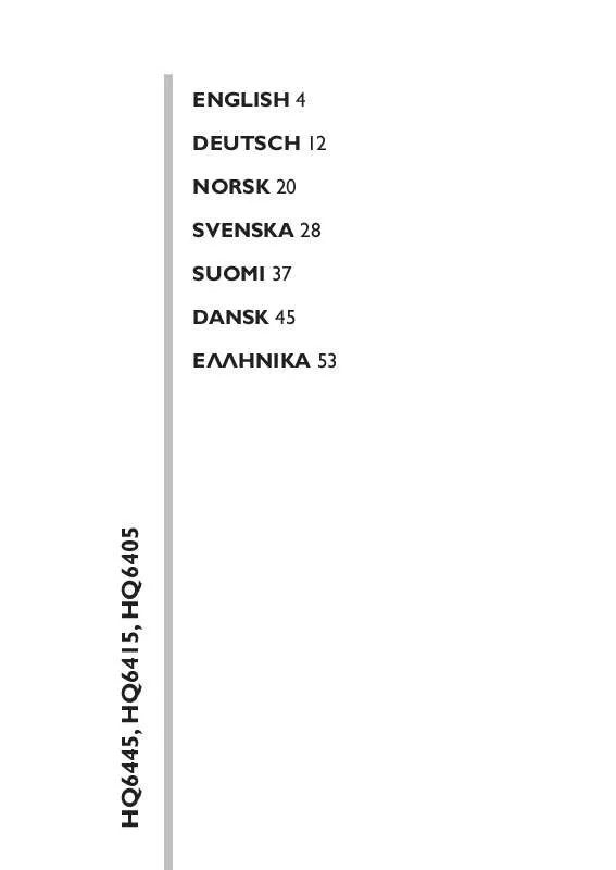 Mode d'emploi PHILIPS HQ6405