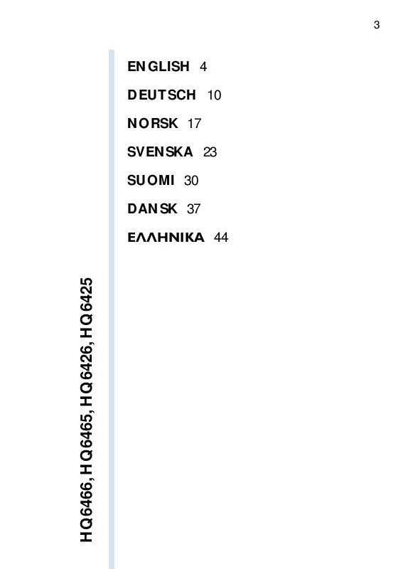 Mode d'emploi PHILIPS HQ6425