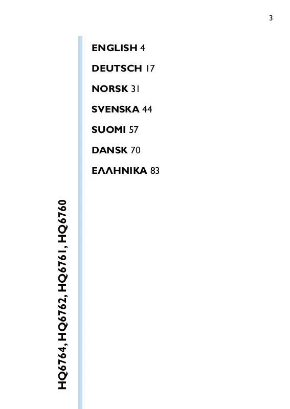 Mode d'emploi PHILIPS HQ6760