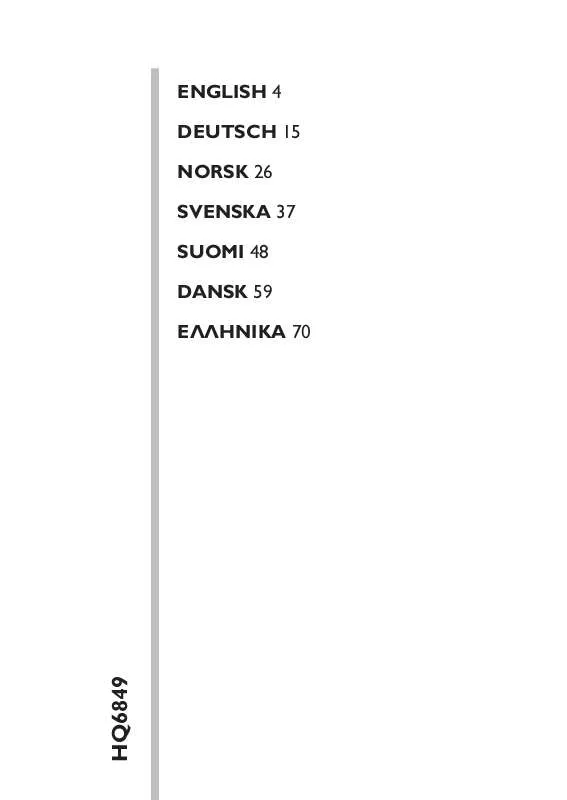 Mode d'emploi PHILIPS HQ6849