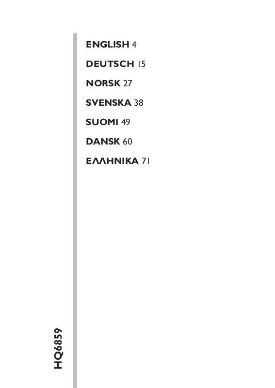 Mode d'emploi PHILIPS HQ6859