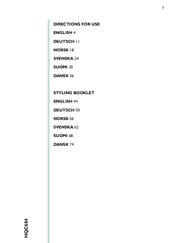 Mode d'emploi PHILIPS HQC684