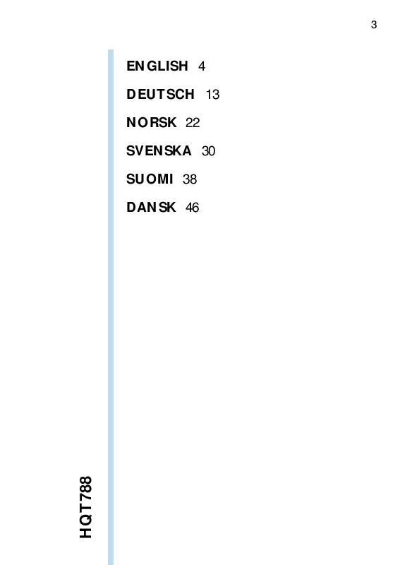 Mode d'emploi PHILIPS HQT788