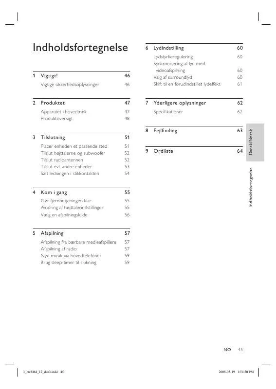 Mode d'emploi PHILIPS HTR3464