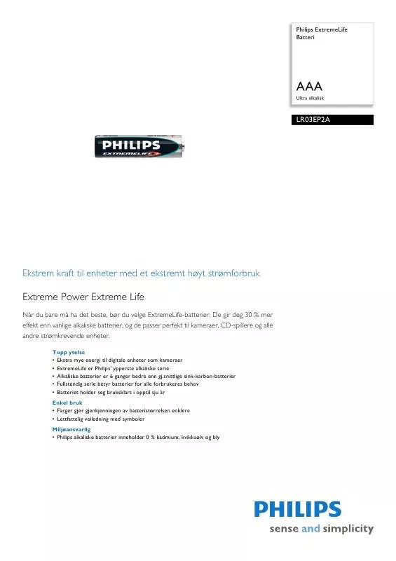 Mode d'emploi PHILIPS LR03EP2A