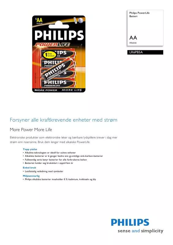 Mode d'emploi PHILIPS LR6PB5A