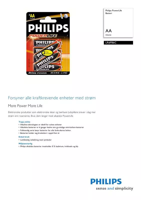 Mode d'emploi PHILIPS LR6PB6C