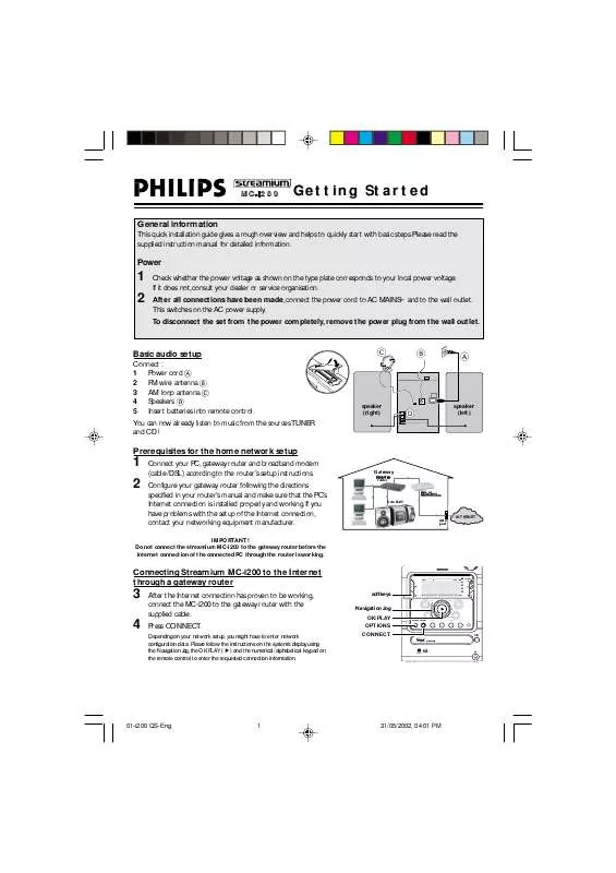 Mode d'emploi PHILIPS MC-I200