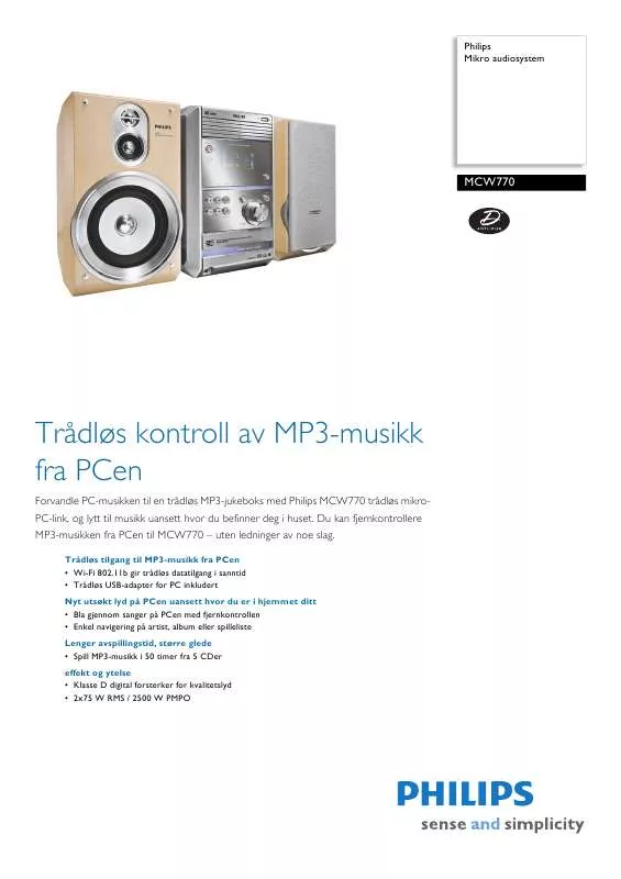 Mode d'emploi PHILIPS MCW770