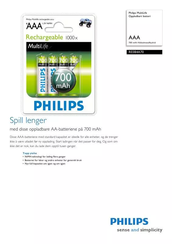 Mode d'emploi PHILIPS R03B4A70