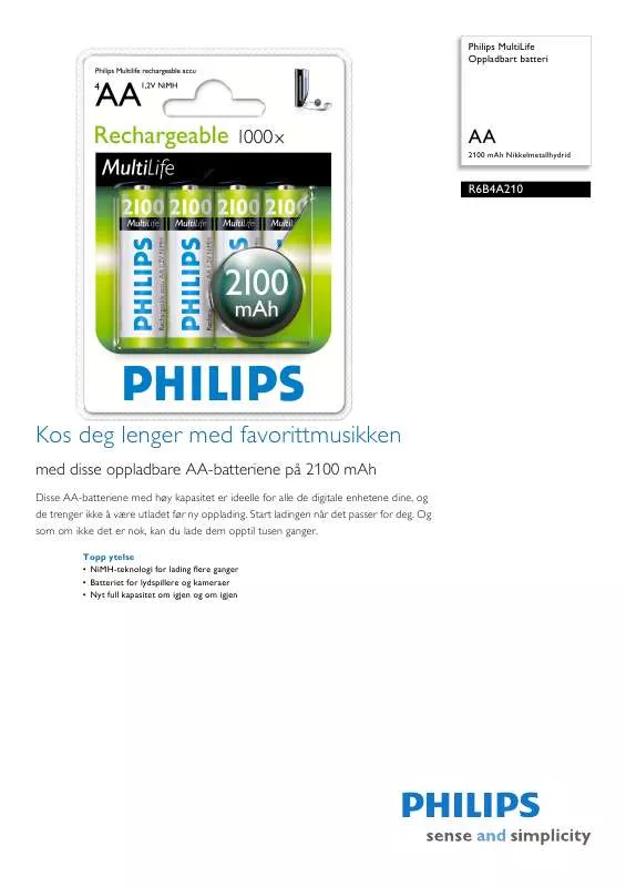 Mode d'emploi PHILIPS R6B4A210