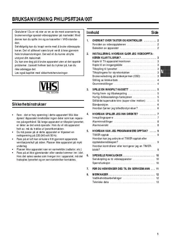 Mode d'emploi PHILIPS RT24A/00T