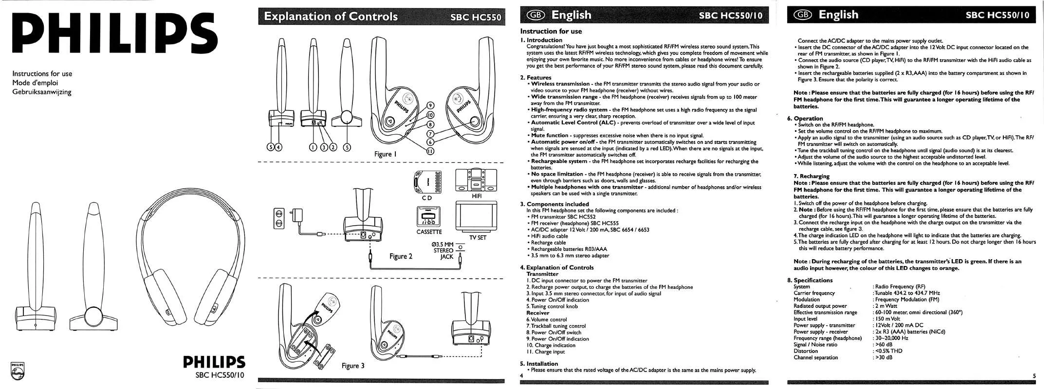 Mode d'emploi PHILIPS SBCHC550