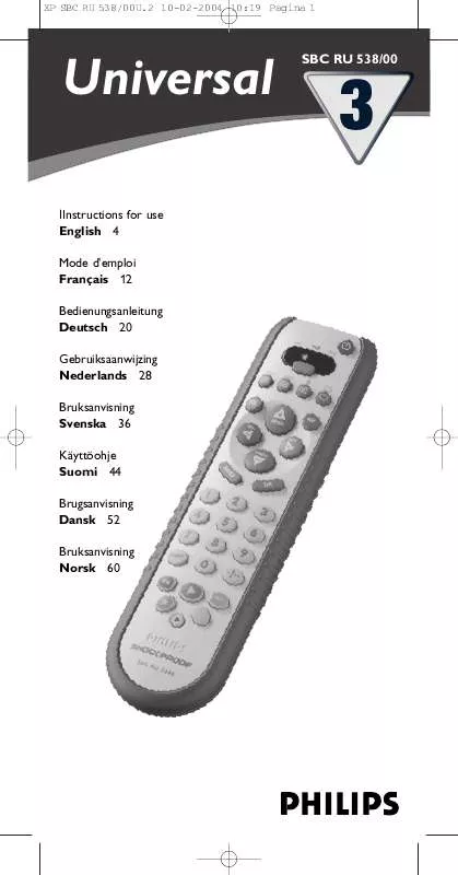 Mode d'emploi PHILIPS SBCRU538/00E