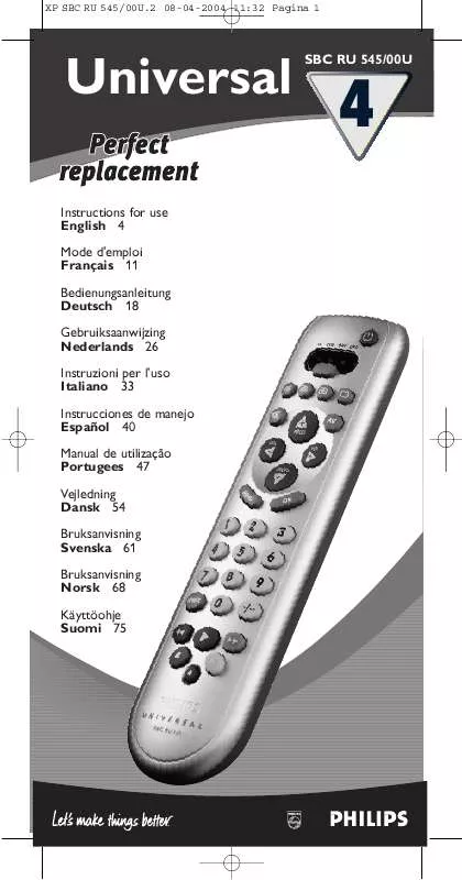 Mode d'emploi PHILIPS SBCRU545/00U