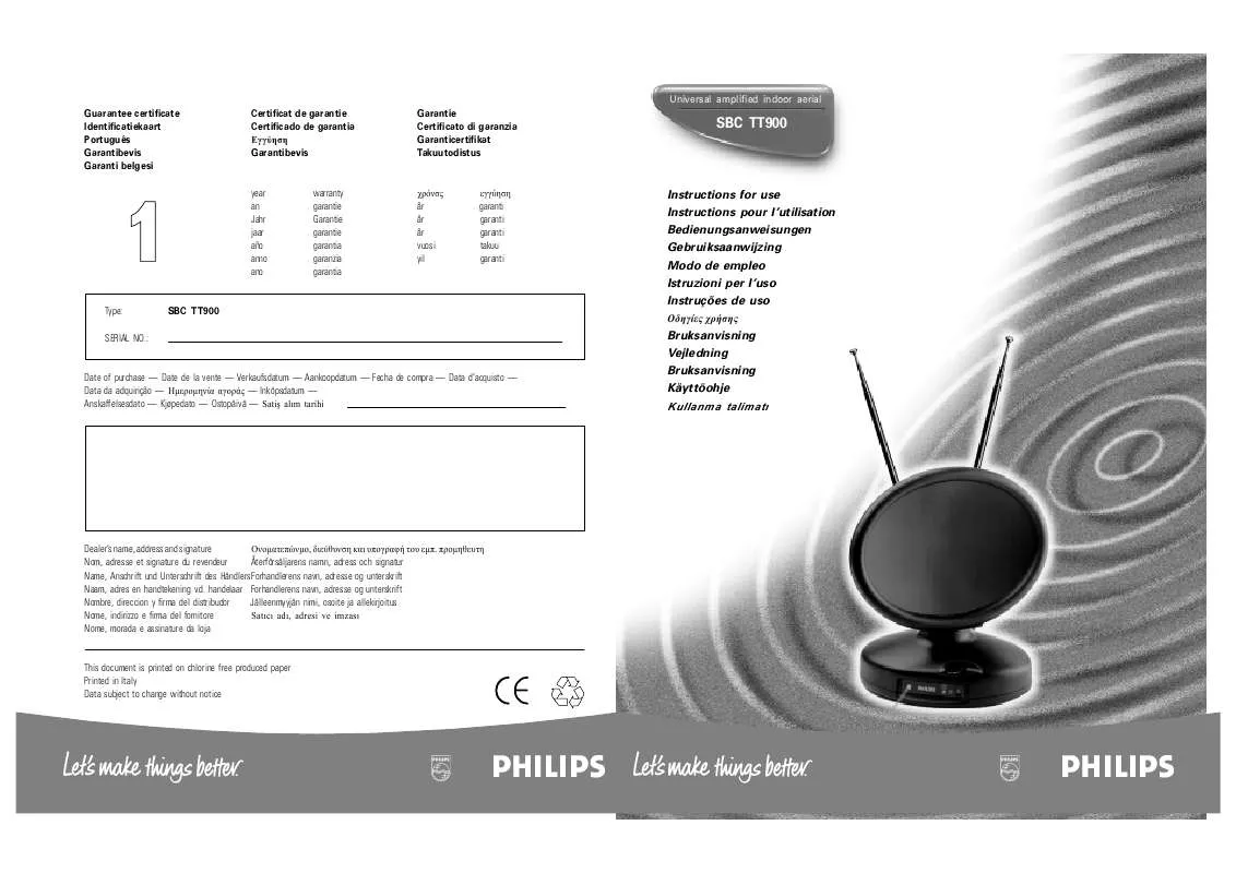 Mode d'emploi PHILIPS SBCTT900