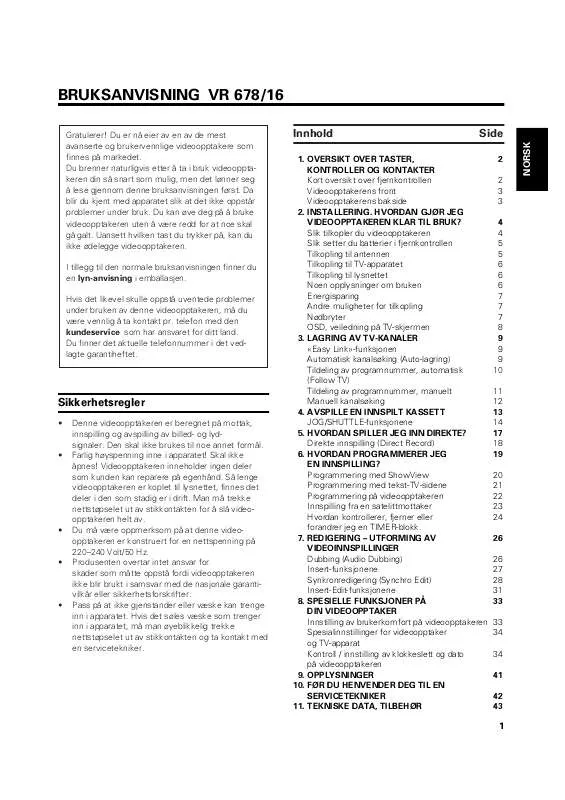 Mode d'emploi PHILIPS VR678