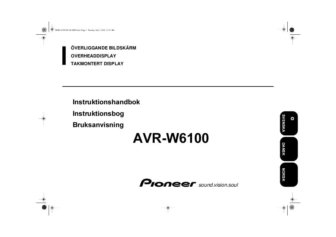 Mode d'emploi PIONEER AVR-W6100