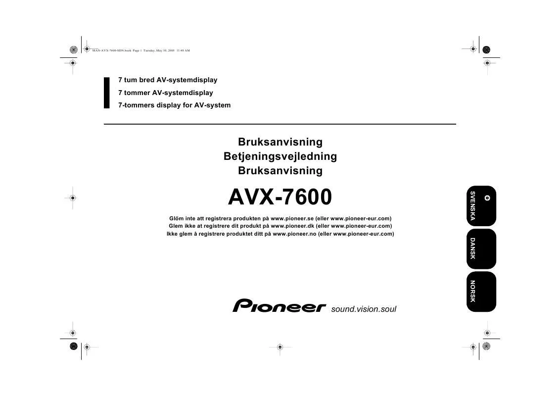 Mode d'emploi PIONEER AVX-7600