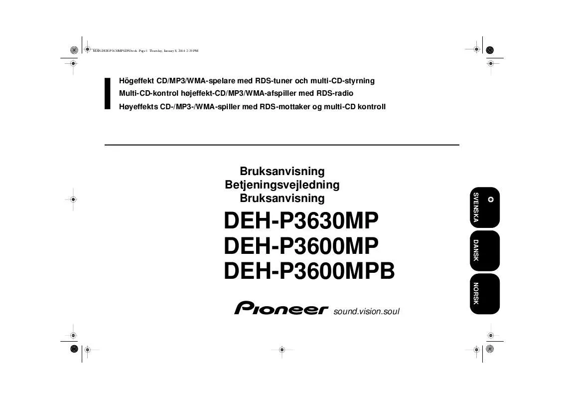 Mode d'emploi PIONEER DEH-P3600MP