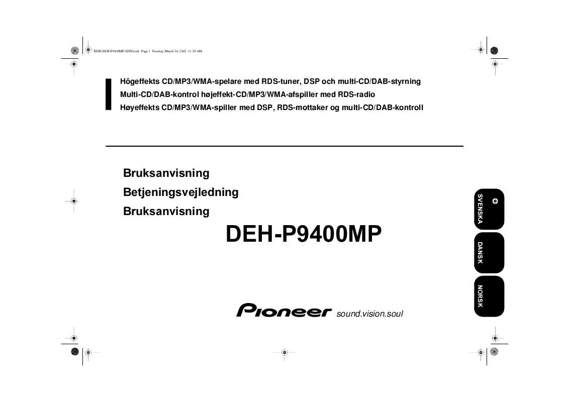 Mode d'emploi PIONEER DEH-P9400MP