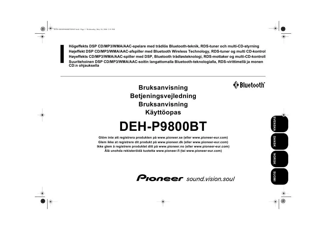 Mode d'emploi PIONEER DEH-P9800BT
