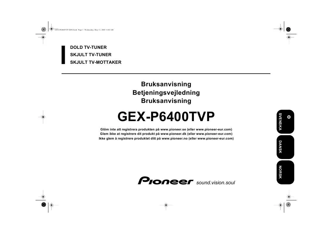 Mode d'emploi PIONEER GEX-P6400TVP