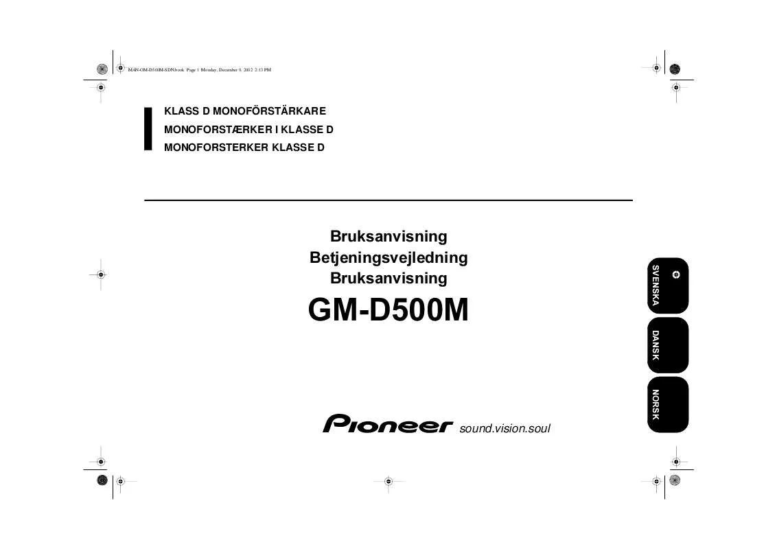Mode d'emploi PIONEER GM-D500M