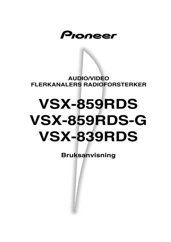 Mode d'emploi PIONEER VSX-859RDS(-G)