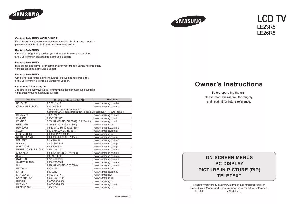 Mode d'emploi SAMSUNG LE26R86